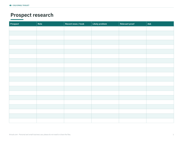 Preview of Printable Prospect Research Sheet